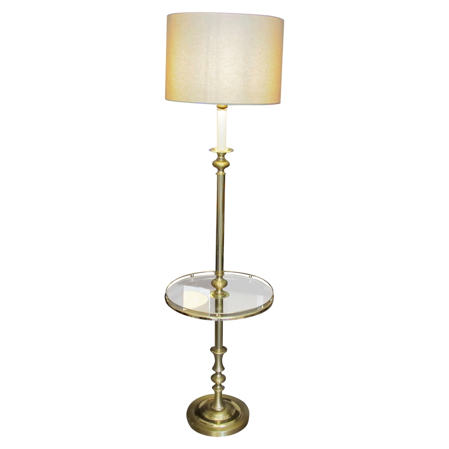 1970s Pair of Brass Floor Lamps with Integrated Side Tables, Swedish