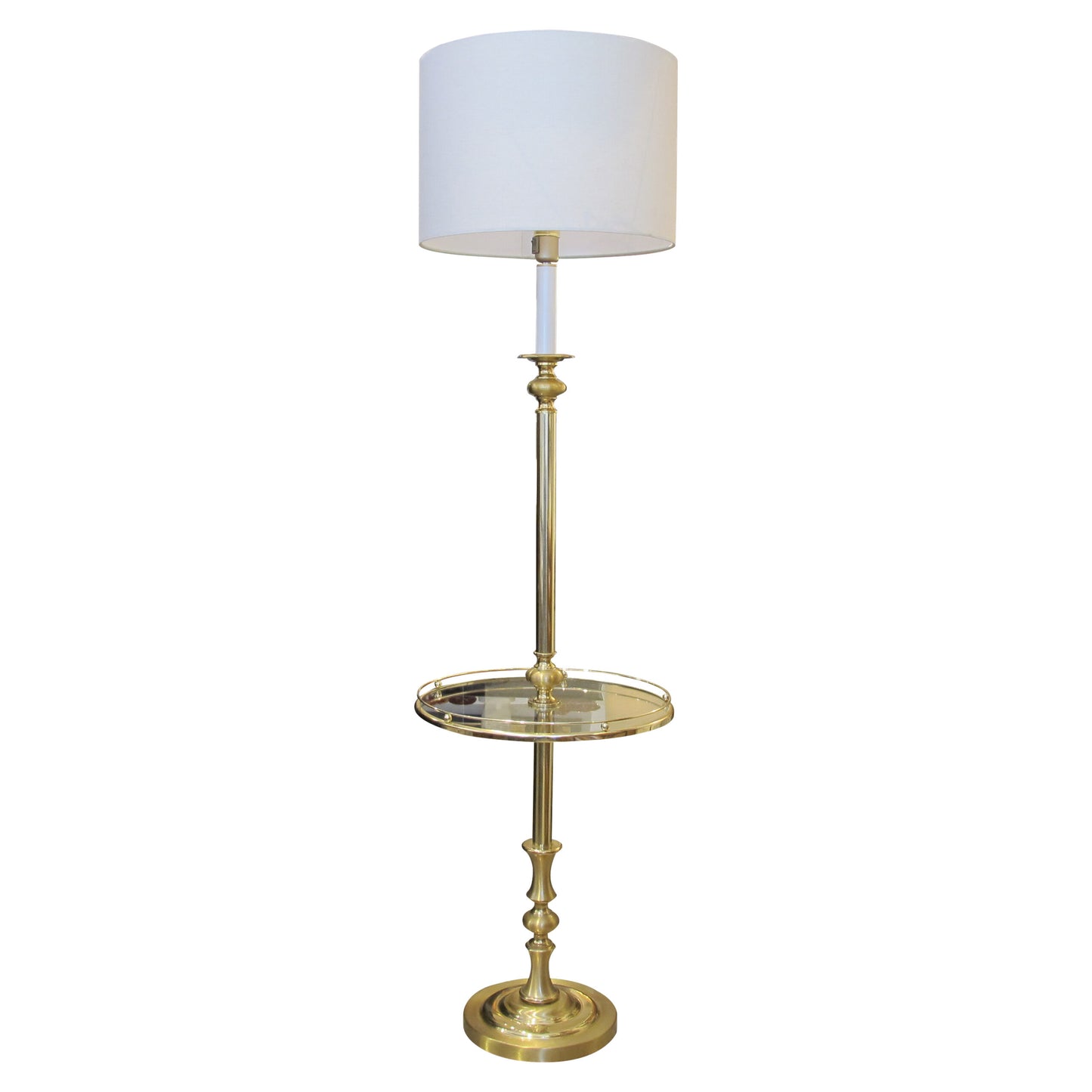 1970s Pair of Brass Floor Lamps with Integrated Side Tables, Swedish