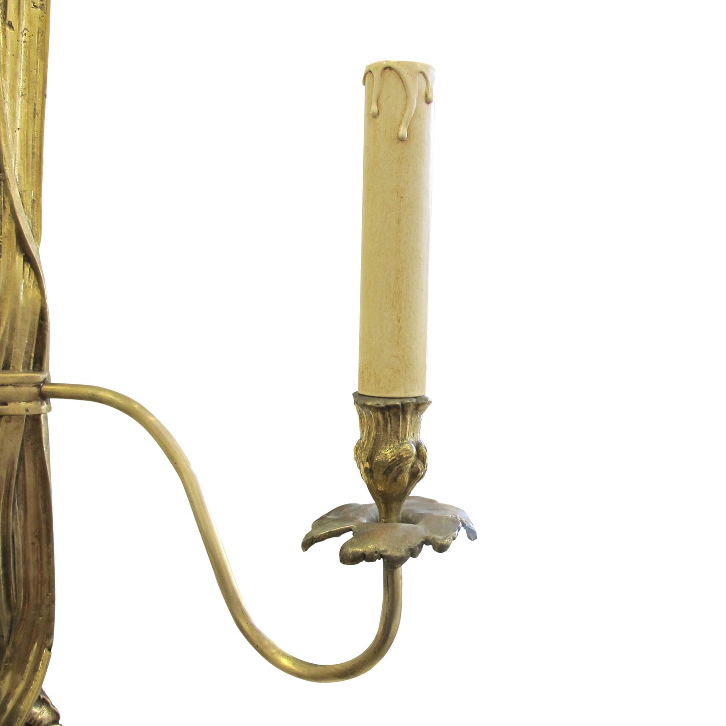 Early 1900s Pair of Large Gilt Bronze Wall lights in the Shape of a Bow Tie, French