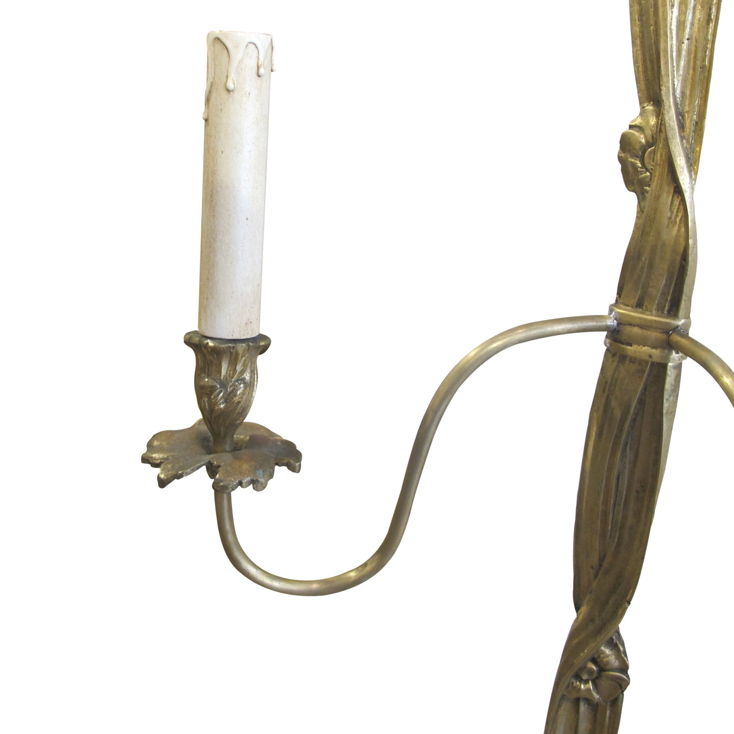 Early 1900s Pair of Large Gilt Bronze Wall lights in the Shape of a Bow Tie, French