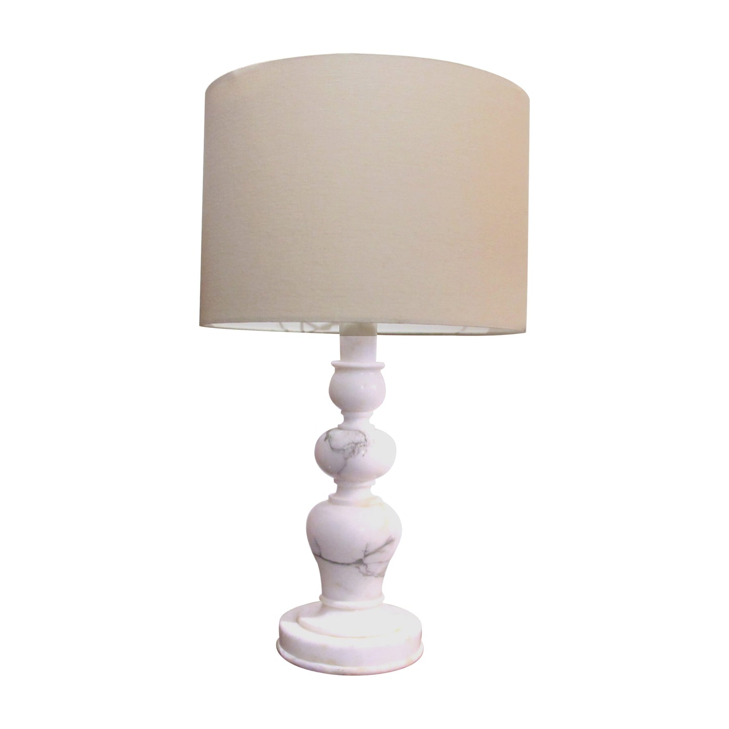 Pair of White Marble Bulbous Table lamps, Mid-Century Italian