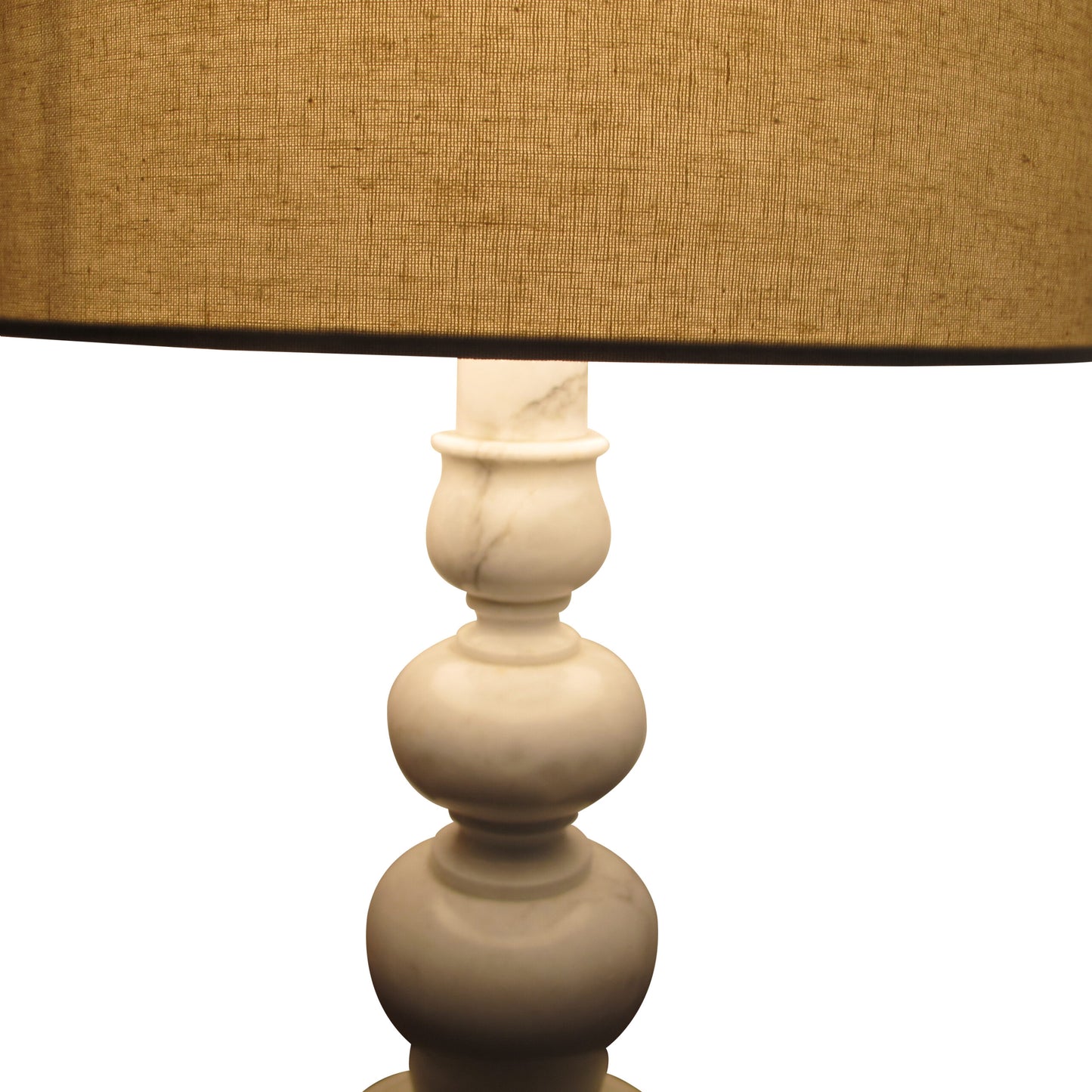 Pair of White Marble Bulbous Table lamps, Mid-Century Italian