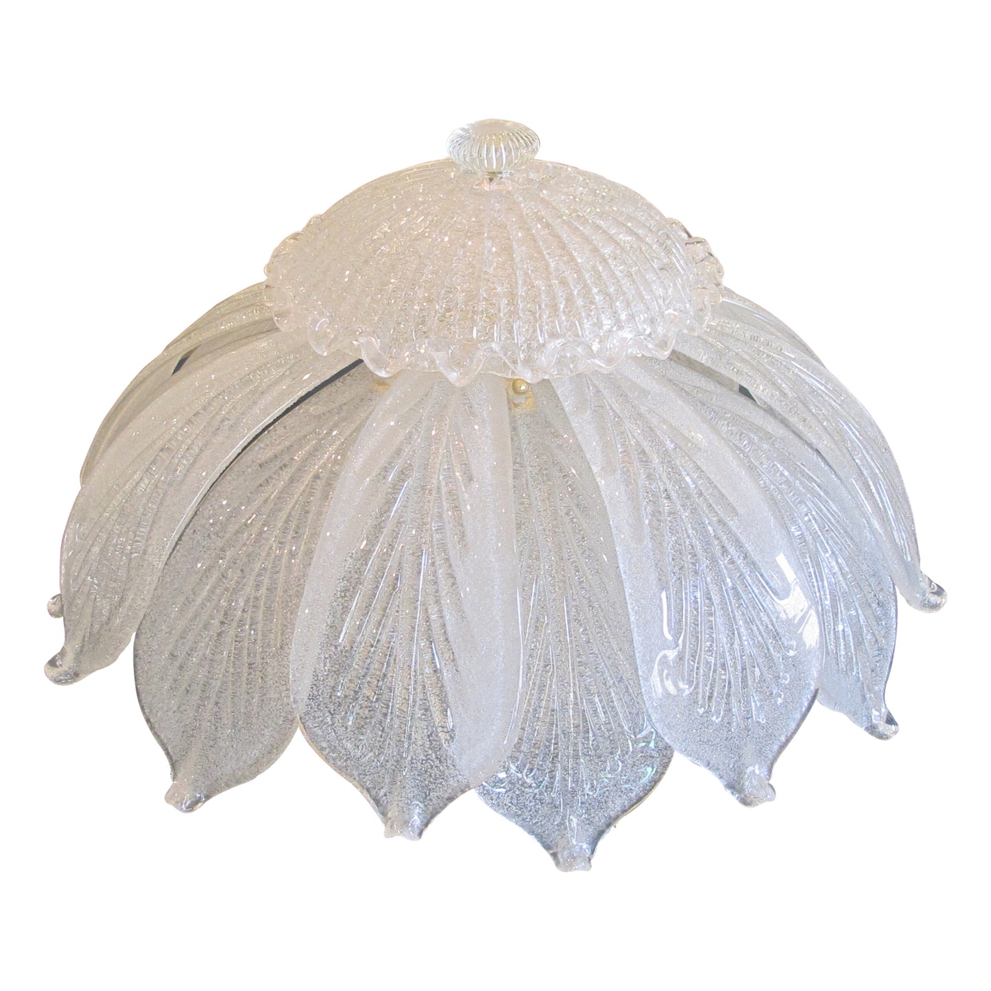 1970s Murano Leaf Glass Plafonnier in the Style of Barovier & Toso, Italian