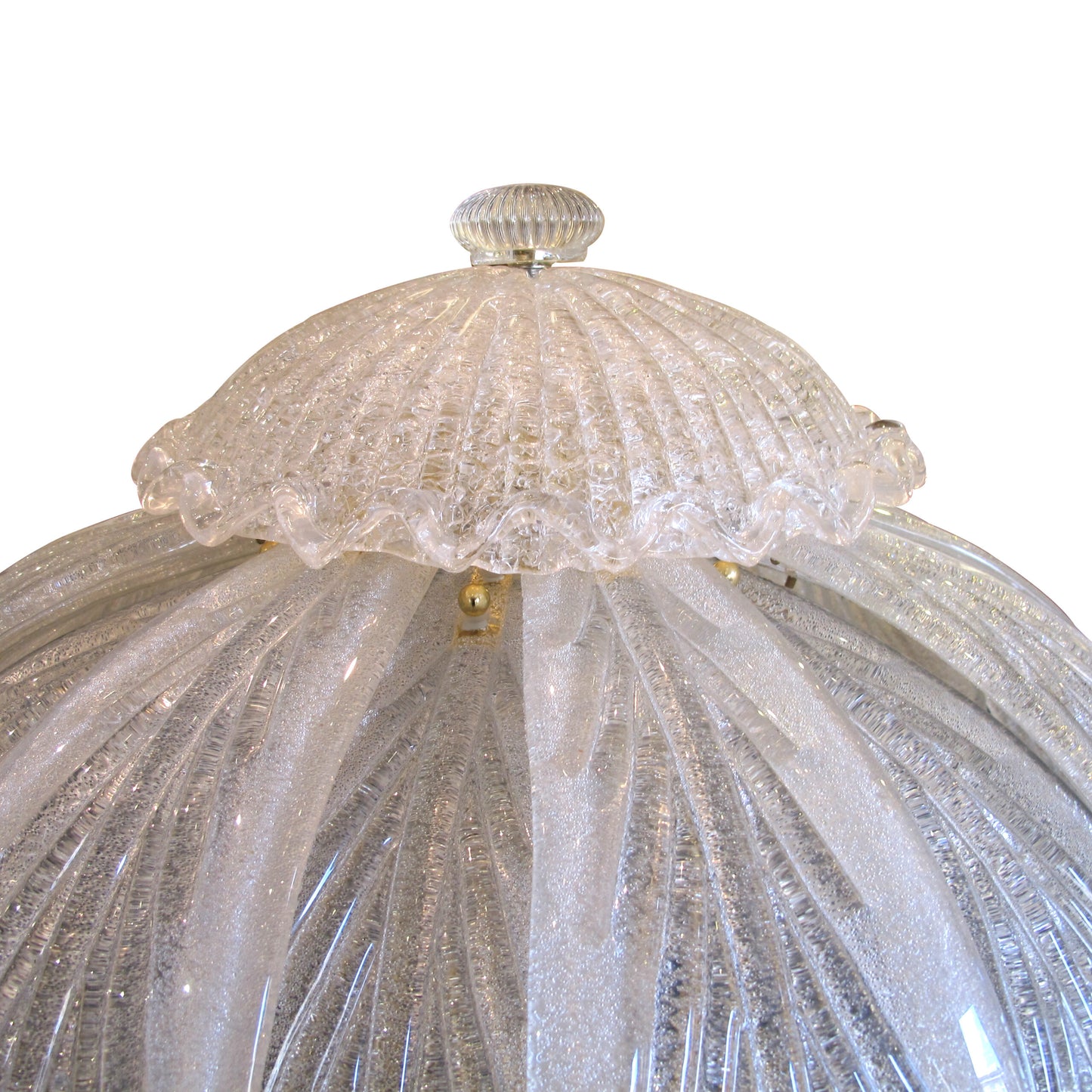 1970s Murano Leaf Glass Plafonnier in the Style of Barovier & Toso, Italian