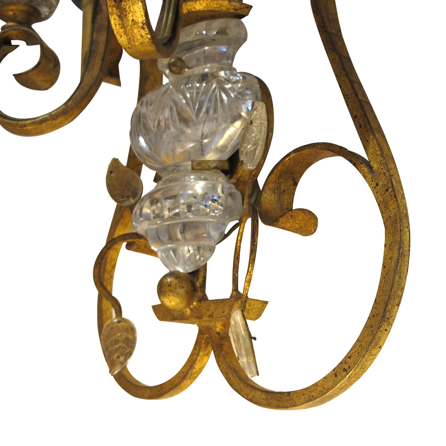 1970s Pair of Gilt Iron Wall Lights in the Style of Maison Baguès, French