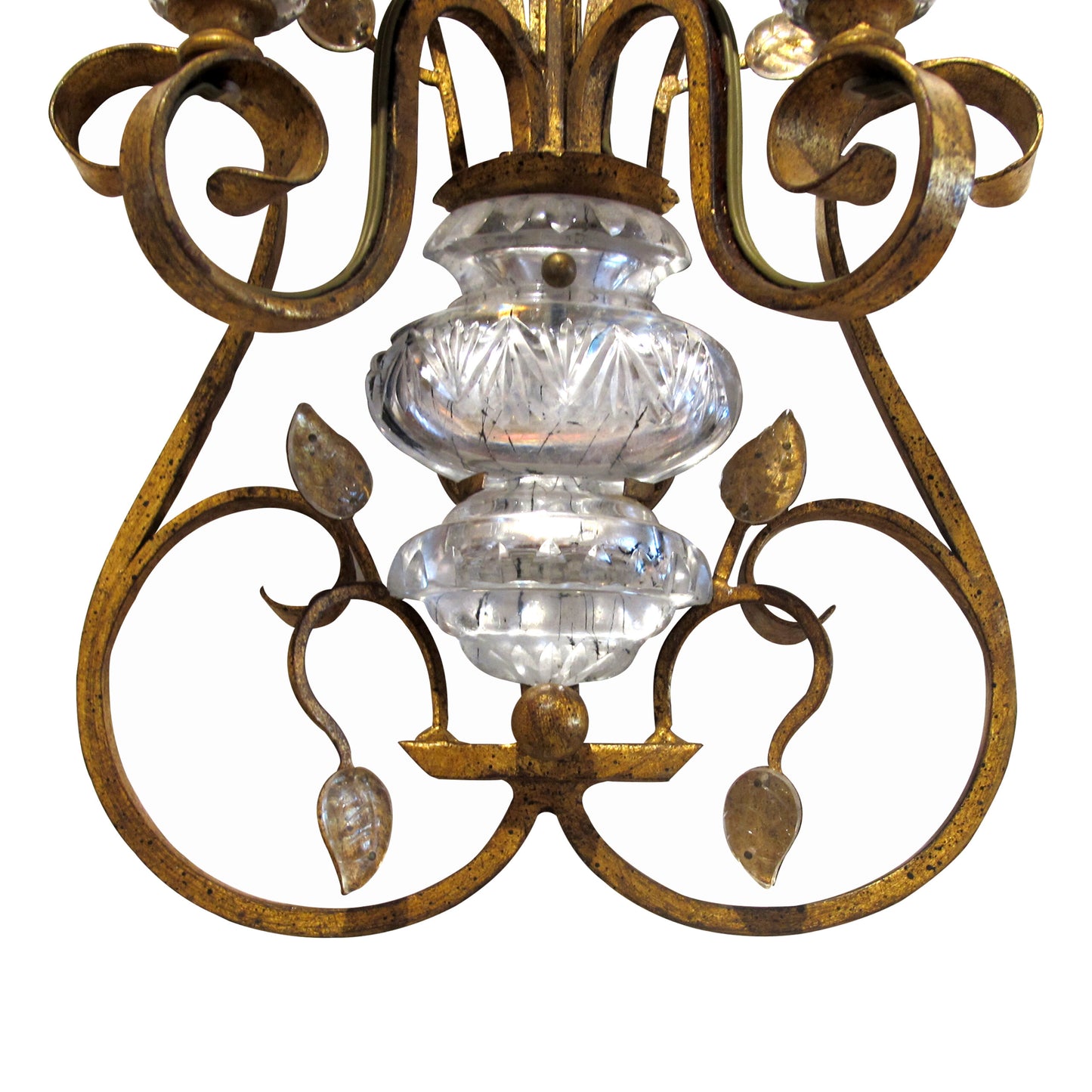 1970s Pair of Gilt Iron Wall Lights in the Style of Maison Baguès, French