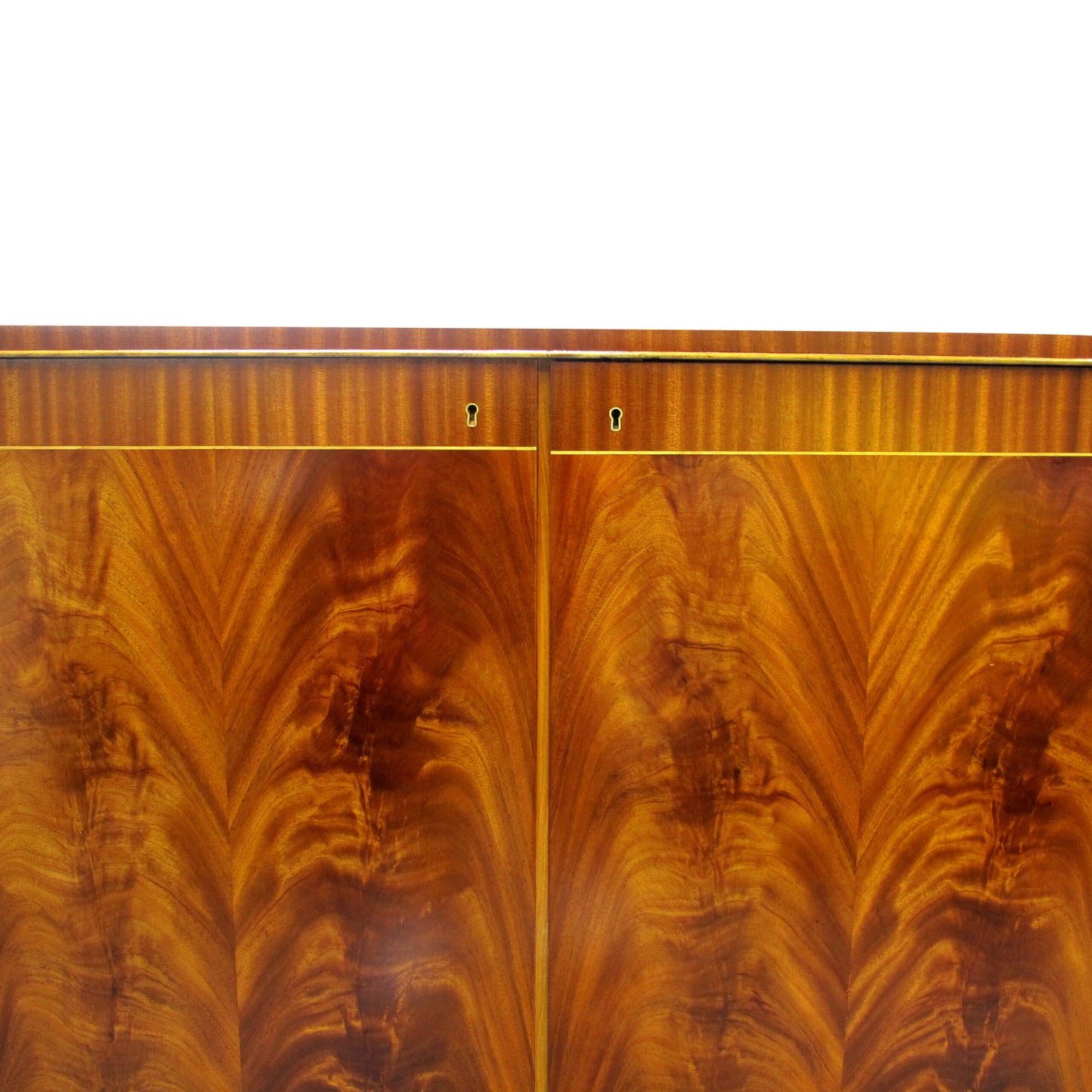 1940s Large Swedish Cabinet-Credenza with  Flame Veneers