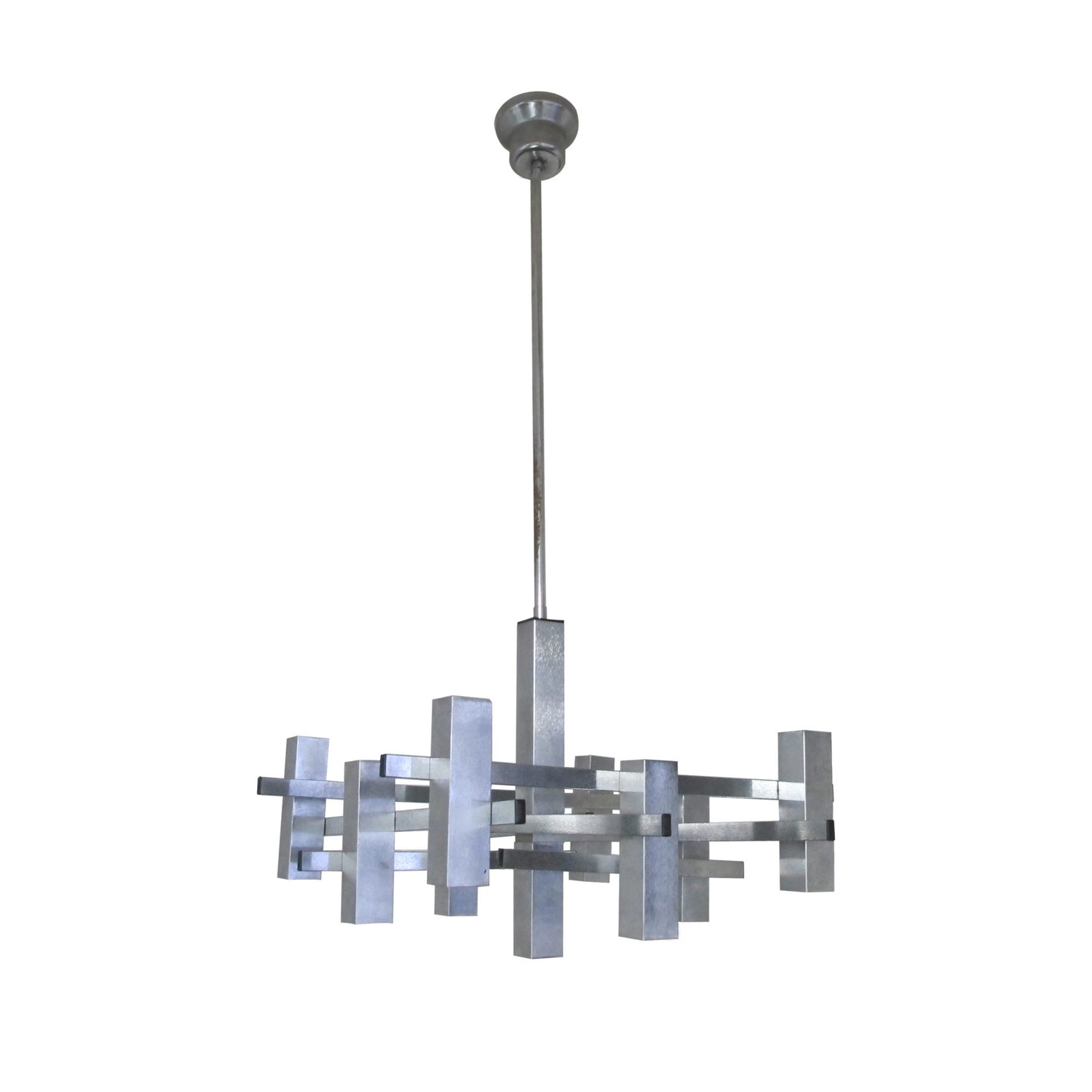 1960s Italian Geometric Chrome Ceiling light by Sciolari