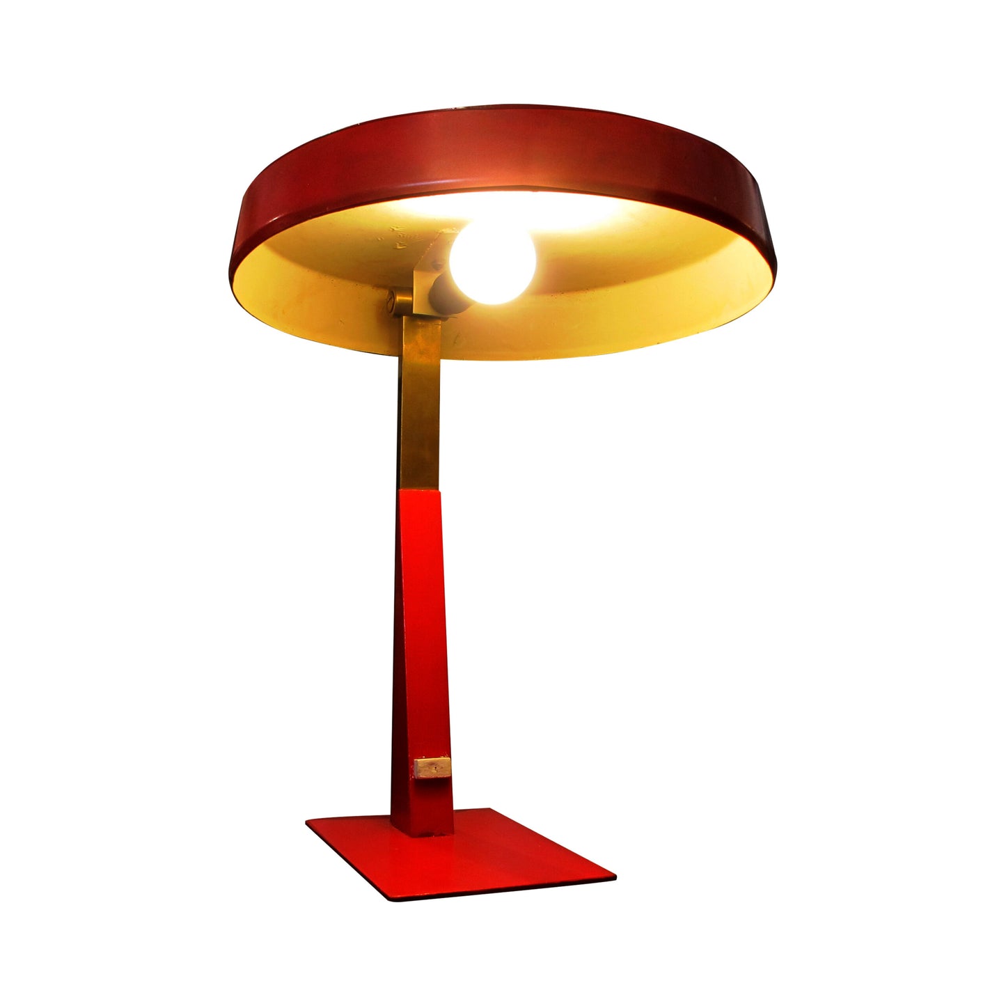 Mid-Century Flying Saucer Adjustable Red Desk Lamp, Italian