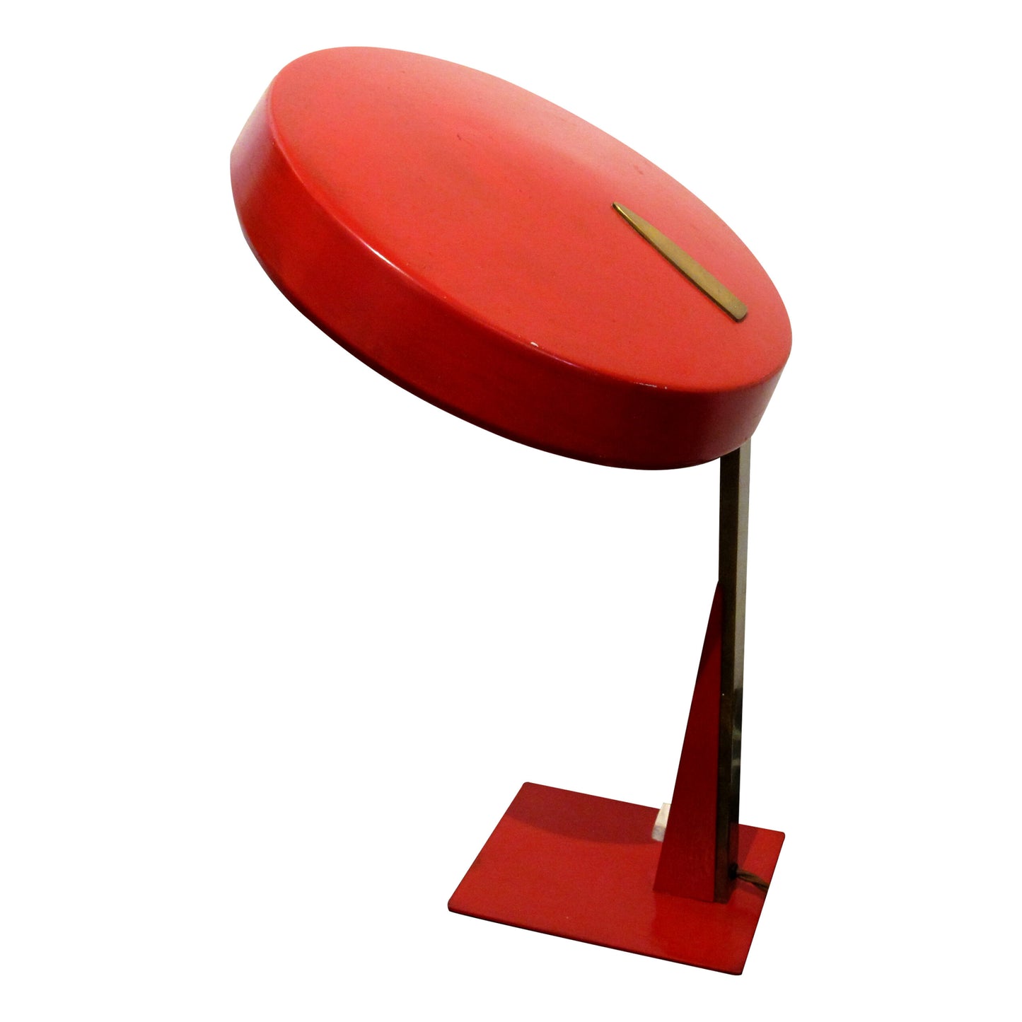 Mid-Century Flying Saucer Adjustable Red Desk Lamp, Italian