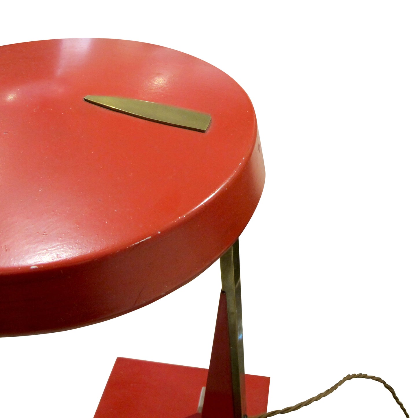 Mid-Century Flying Saucer Adjustable Red Desk Lamp, Italian