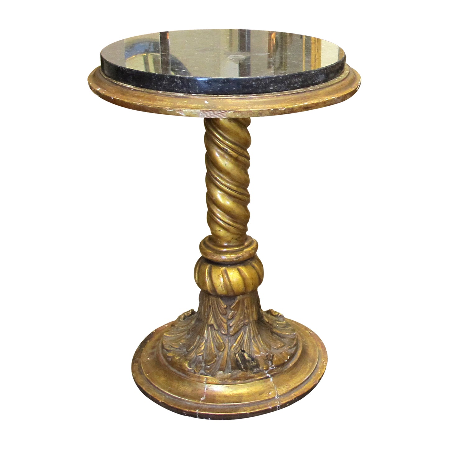 Early 1900s Pair of Wood and Gilt Gesso Side Tables-Gueridons, French