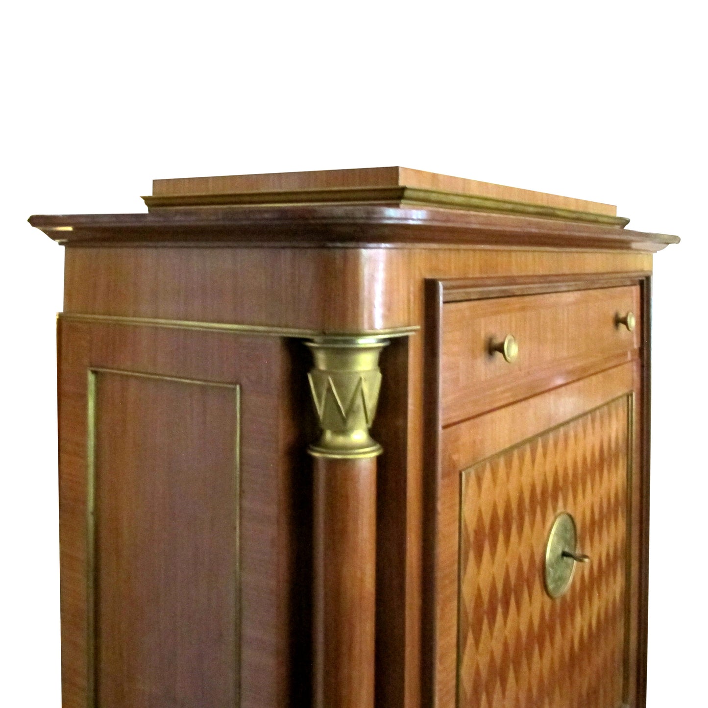 Exceptional Art Deco Cabinet Secrétaire Attributed to Jules Leleu with Bronze Ornaments, French