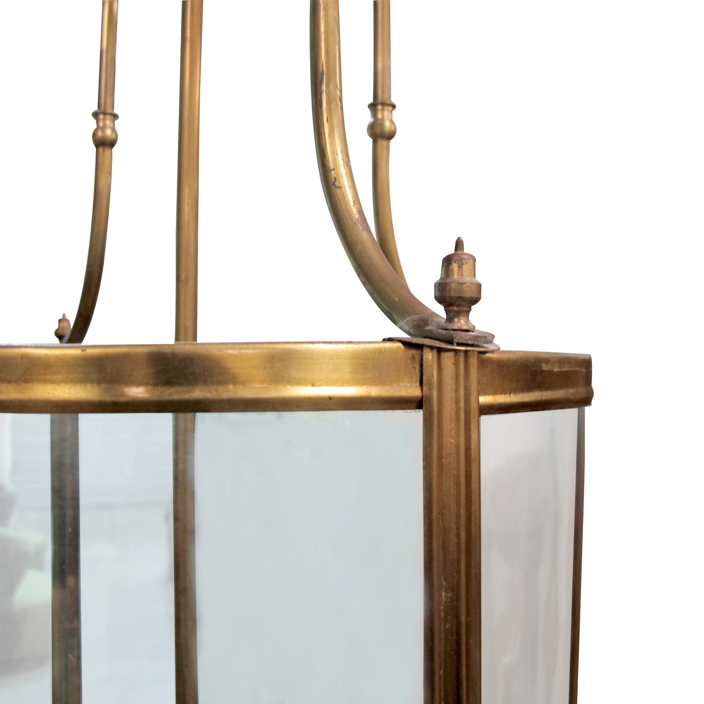 Late 19th Century Pair of Neoclassical Style Curved Glass Brass Lanterns, French