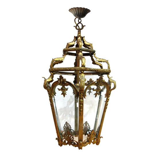 Mid-Century Large Six Facet’s Bronze Lantern Louis XV Style, French