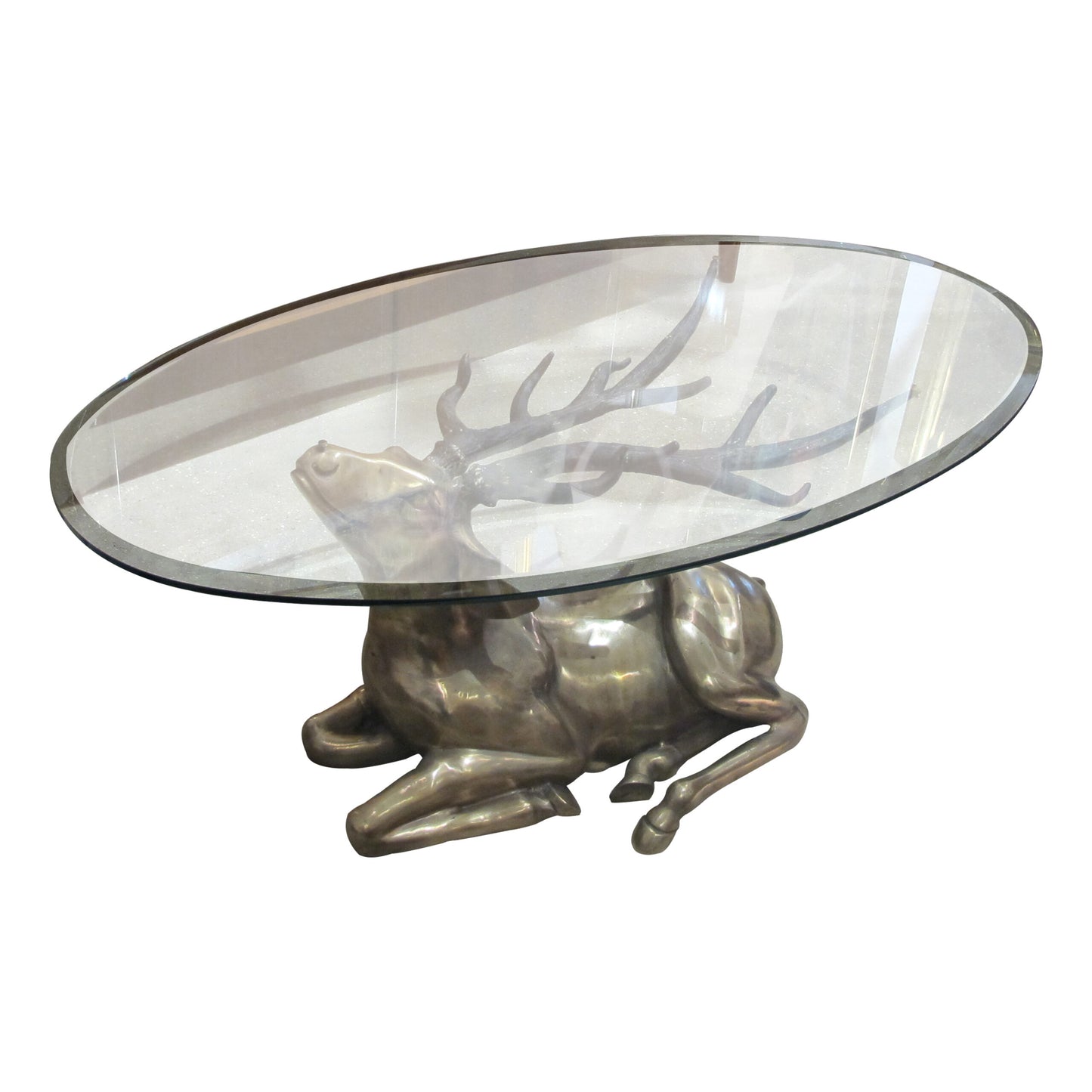 1970s Belgian Brass Coffee table in the Shape of a Resting Stag