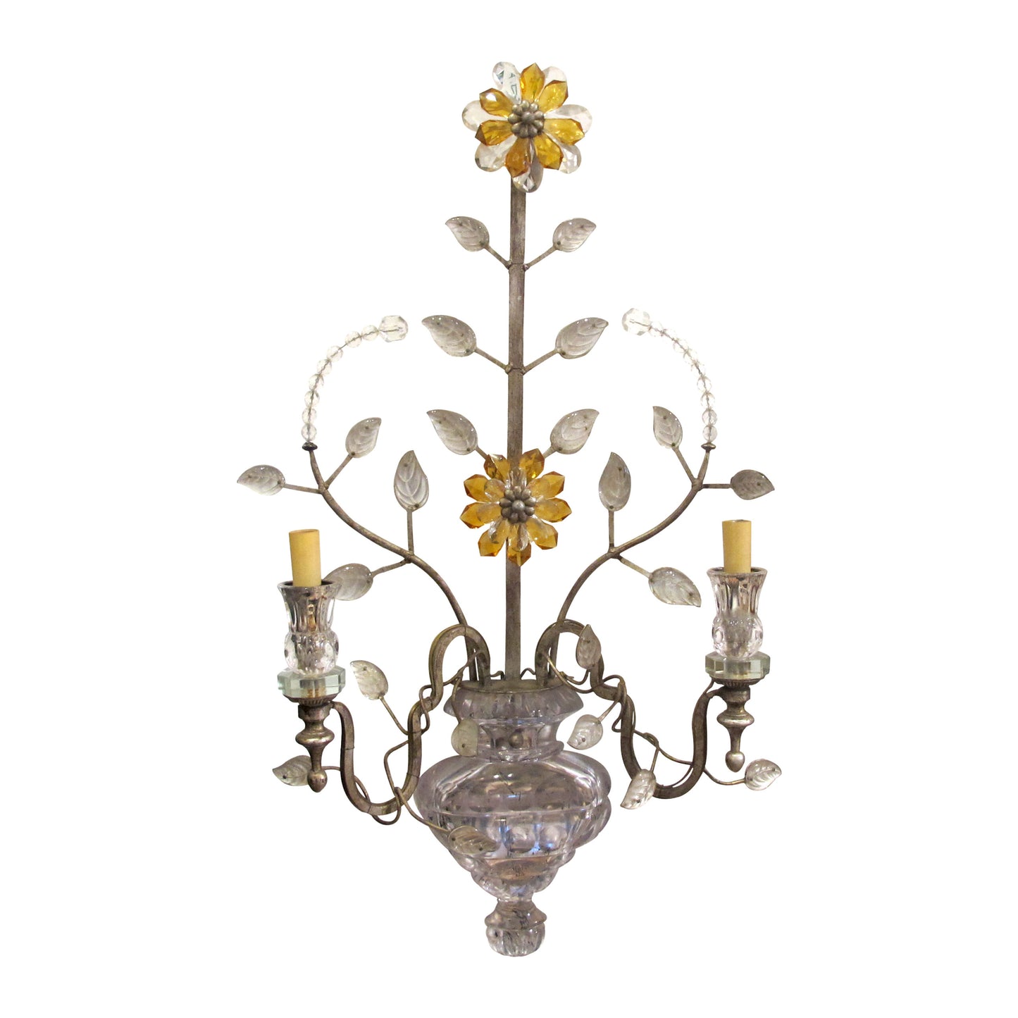 1970s Pair of Silver Gilt Iron Wall Lights by Banci Firenze, Italy