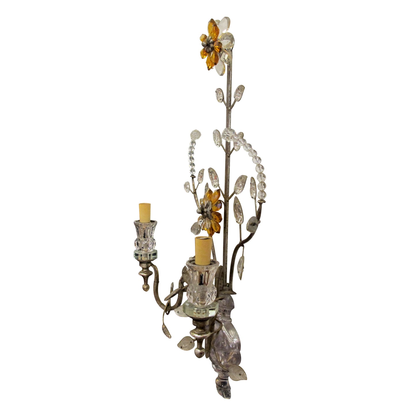 1970s Pair of Silver Gilt Iron Wall Lights by Banci Firenze, Italy