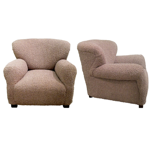 1950s Large Pair of Swedish Armchairs Newly Upholstered