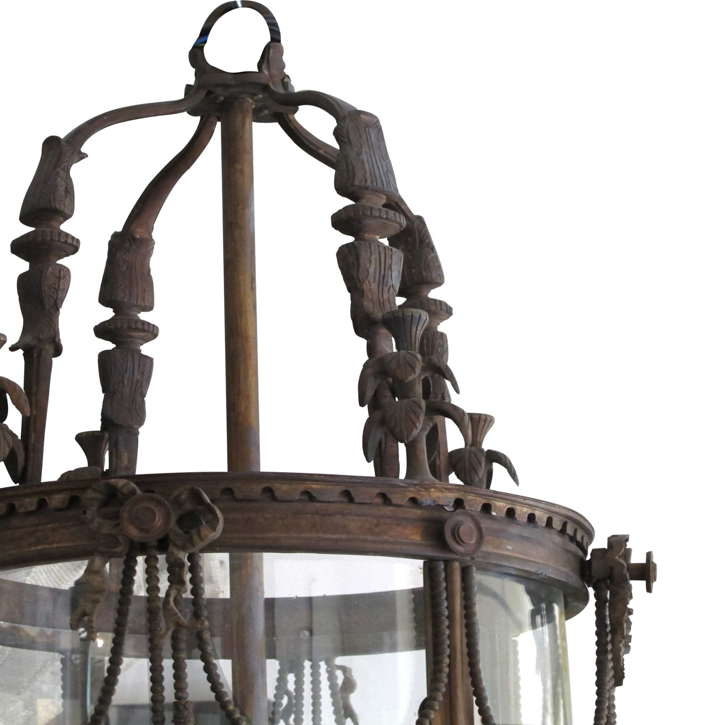 1960s French Louis XVI Style Bronze Lantern with Curved Glass