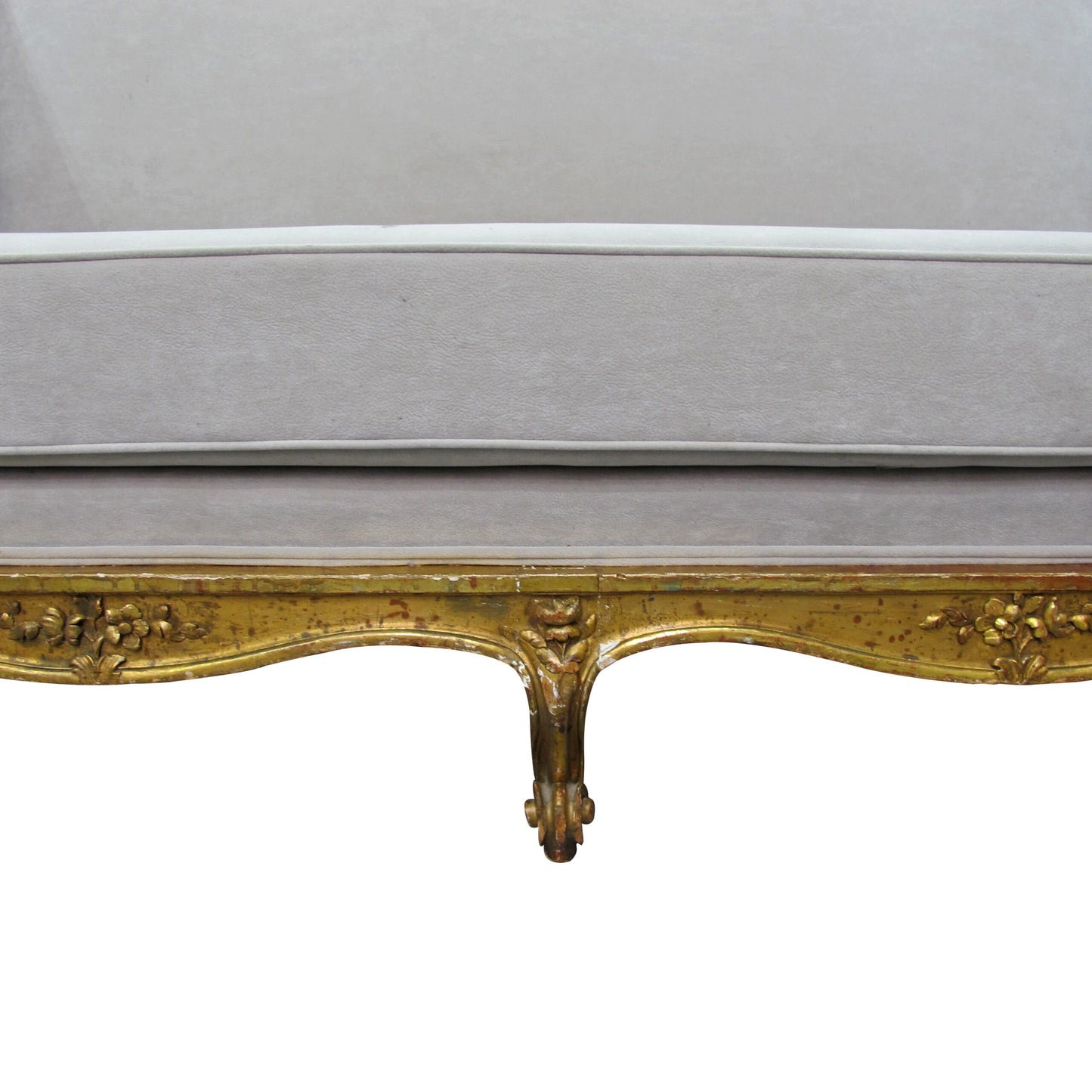 Late 19th Century French Large Gilt Frame Sofa Newly Upholstered