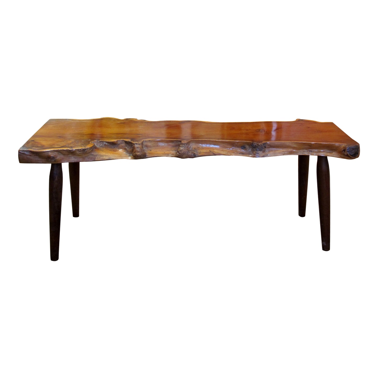 1960s Live Edge Yew Wood Bench Attributed to Reynolds Of Ludlow, English