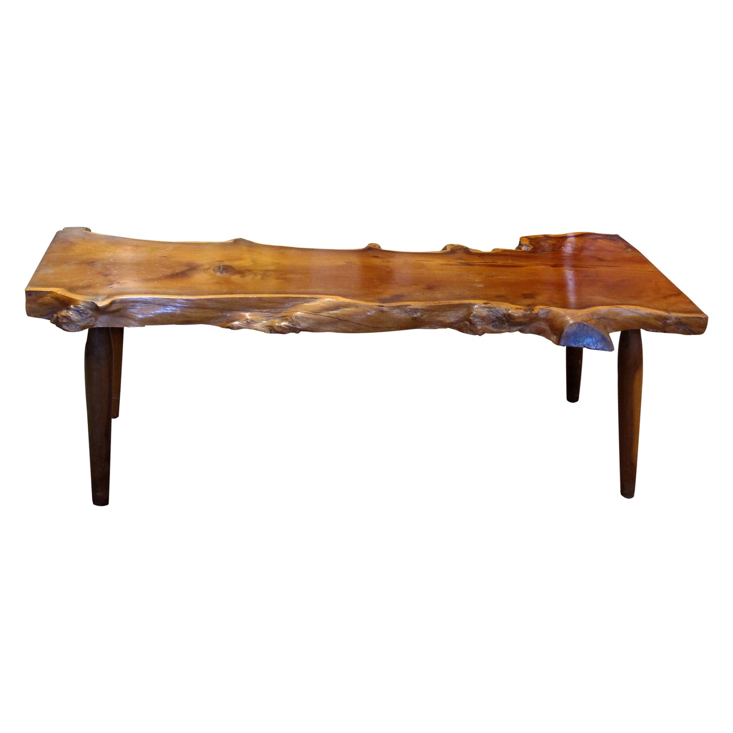 1960s Live Edge Yew Wood Bench Attributed to Reynolds Of Ludlow, English