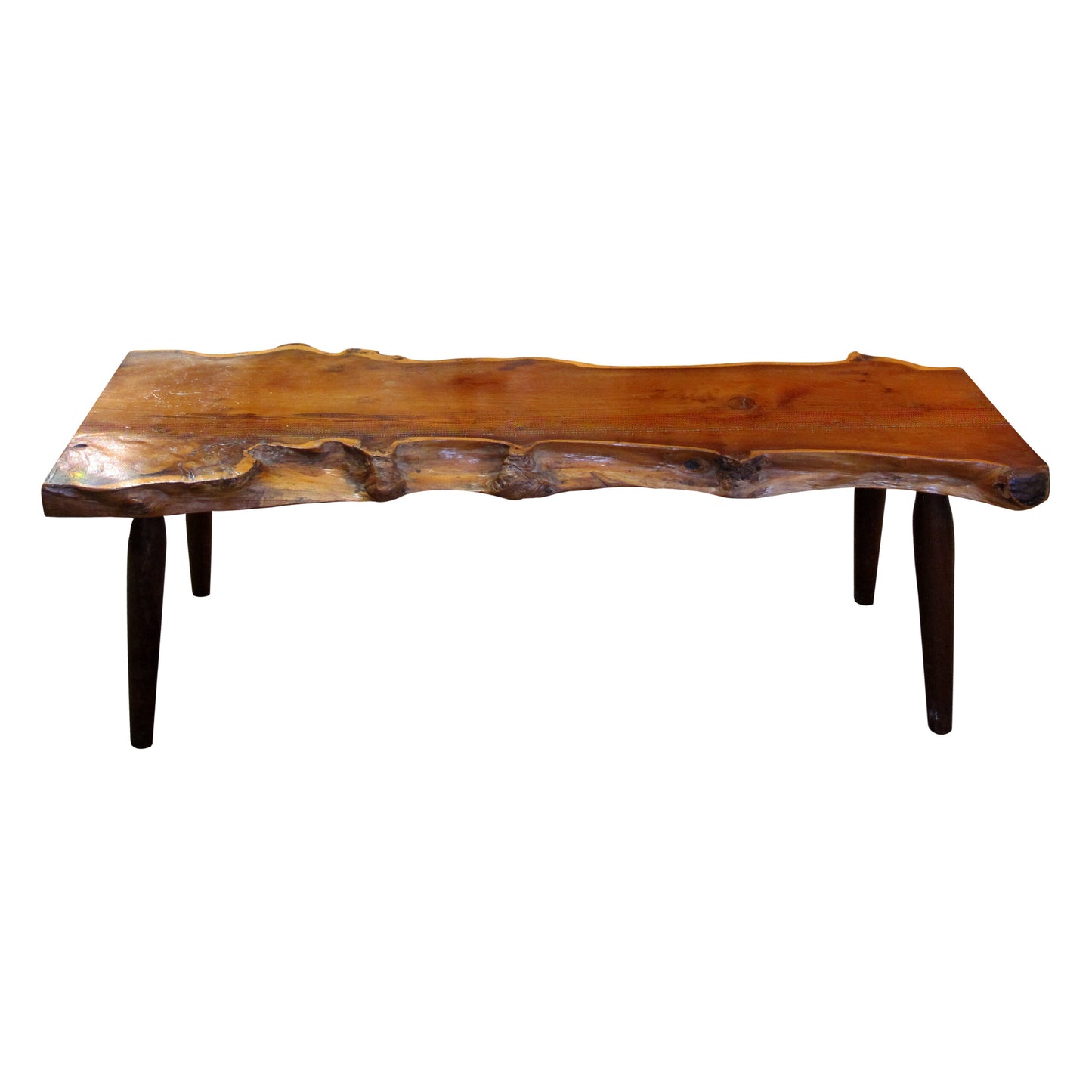 1960s Live Edge Yew Wood Bench Attributed to Reynolds Of Ludlow, English