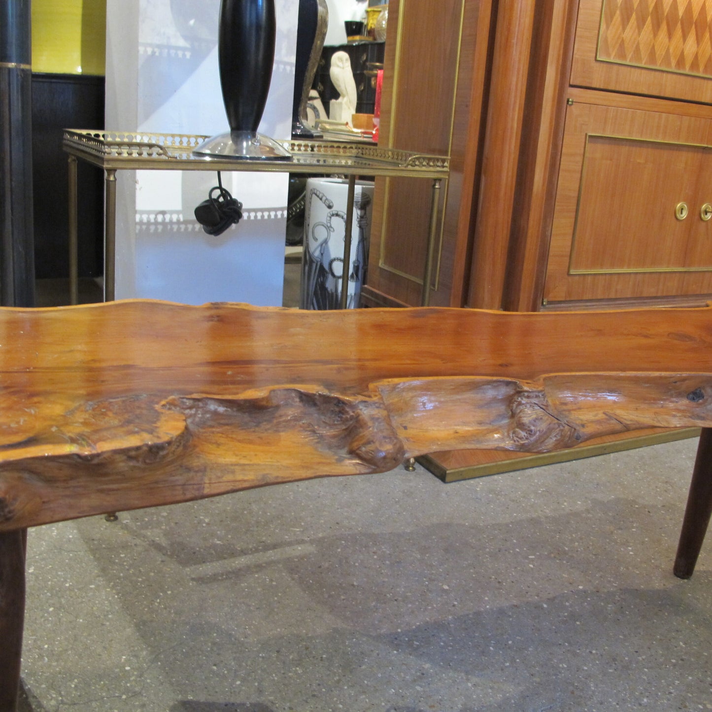 1960s Live Edge Yew Wood Bench Attributed to Reynolds Of Ludlow, English