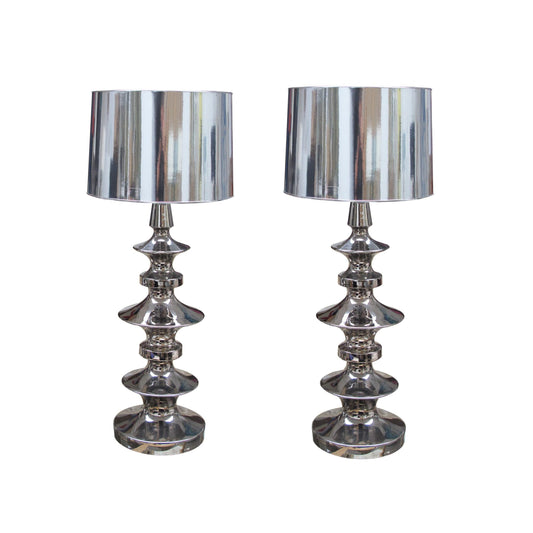 Pair of Porcelain chrome lamps