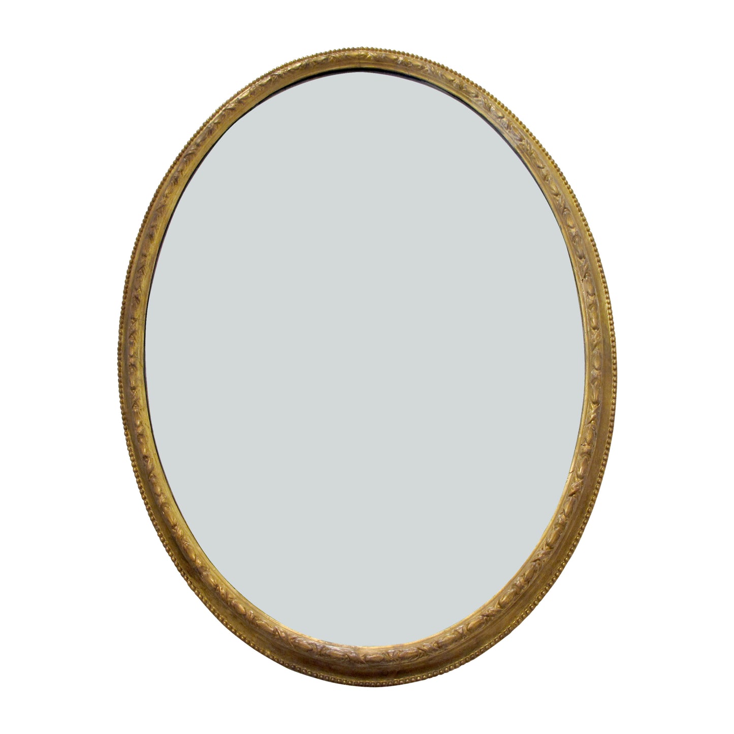 1790s Georgian Large Oval Mirror with Gilt Wood Frame, English