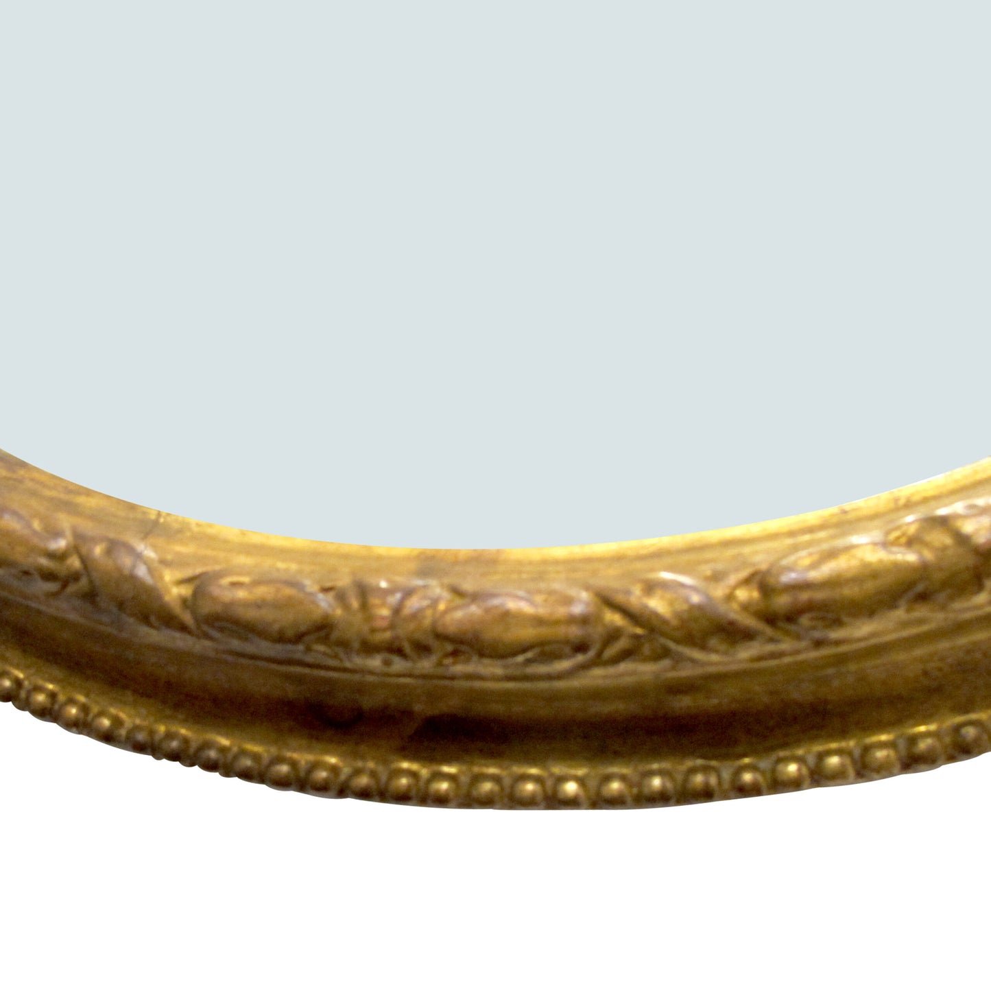 1790s Georgian Large Oval Mirror with Gilt Wood Frame, English