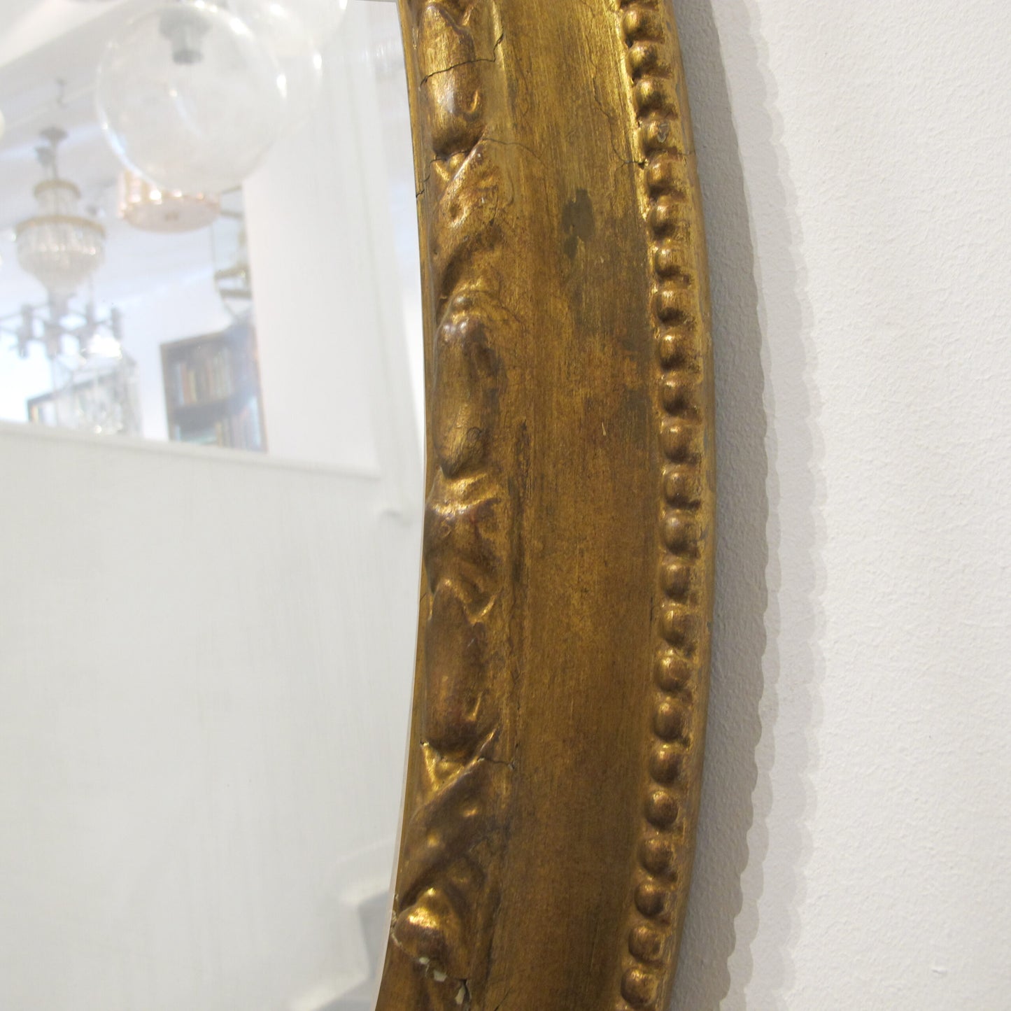 1790s Georgian Large Oval Mirror with Gilt Wood Frame, English