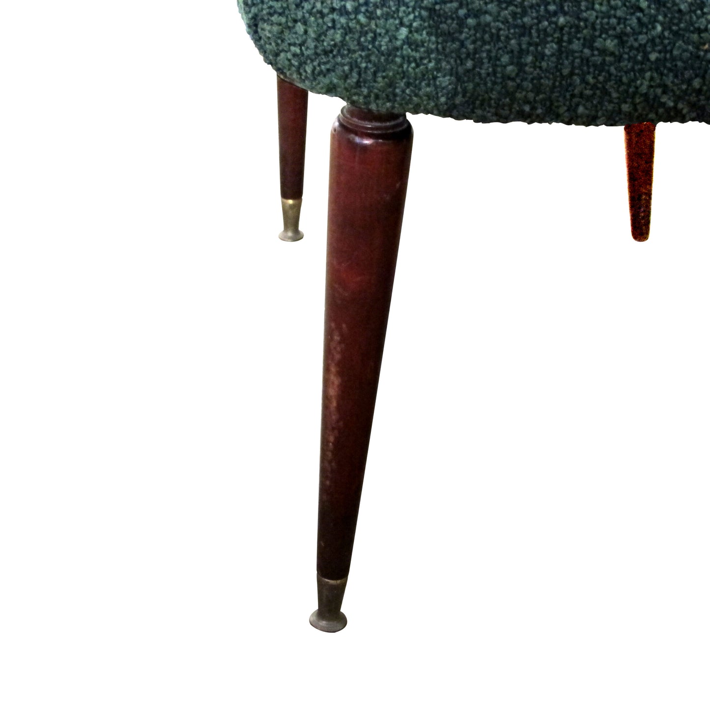 Italian Art Deco Stool with Backrest Newly Upholstered