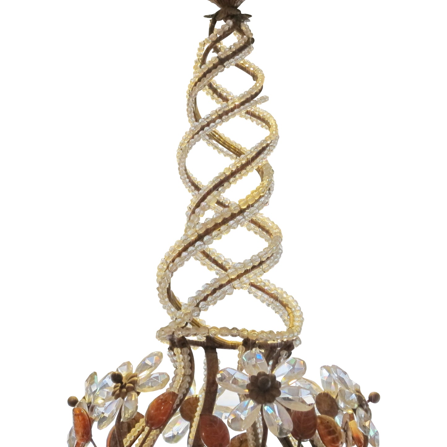 1960s Pair of Banci Of Florence Floral Crystal Chandelier, Italian