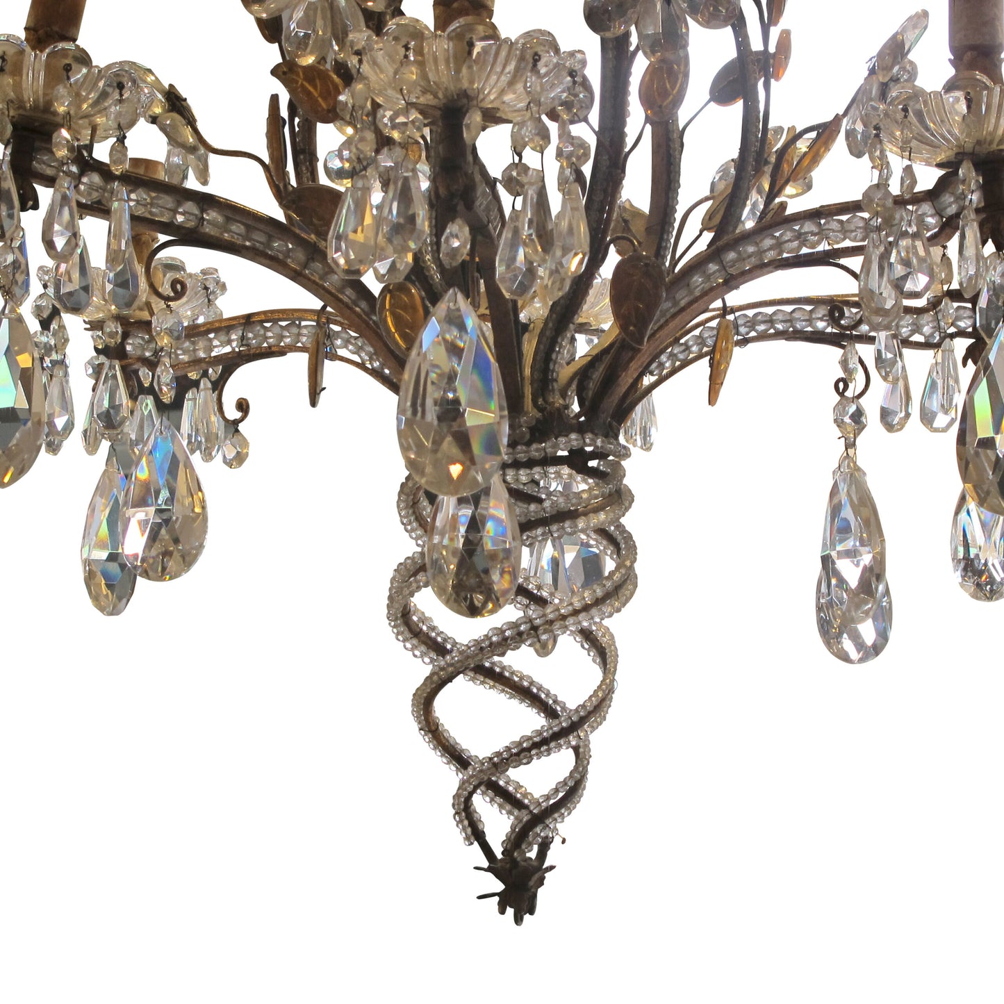 1960s Pair of Banci Of Florence Floral Crystal Chandelier, Italian