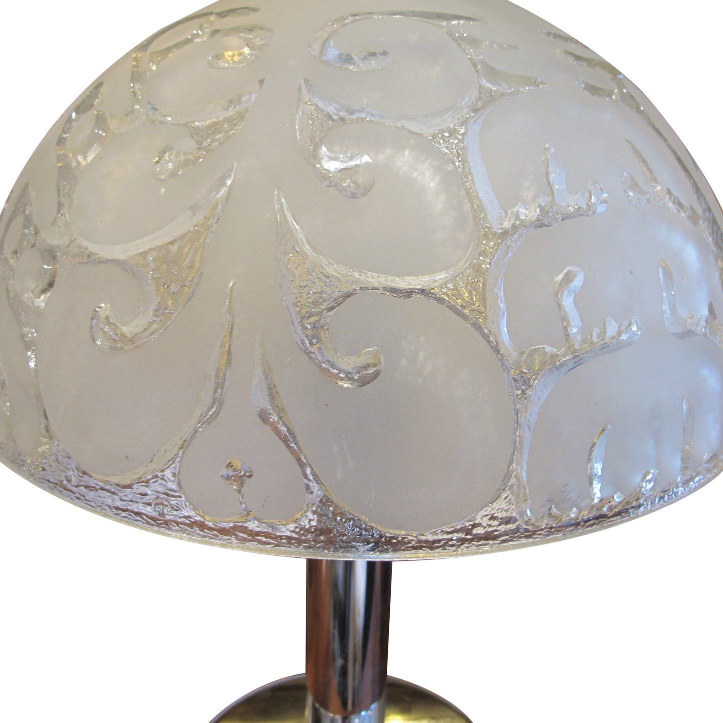 1970s Large Pair of Chrome and Frosted Glass Table Lamps, German