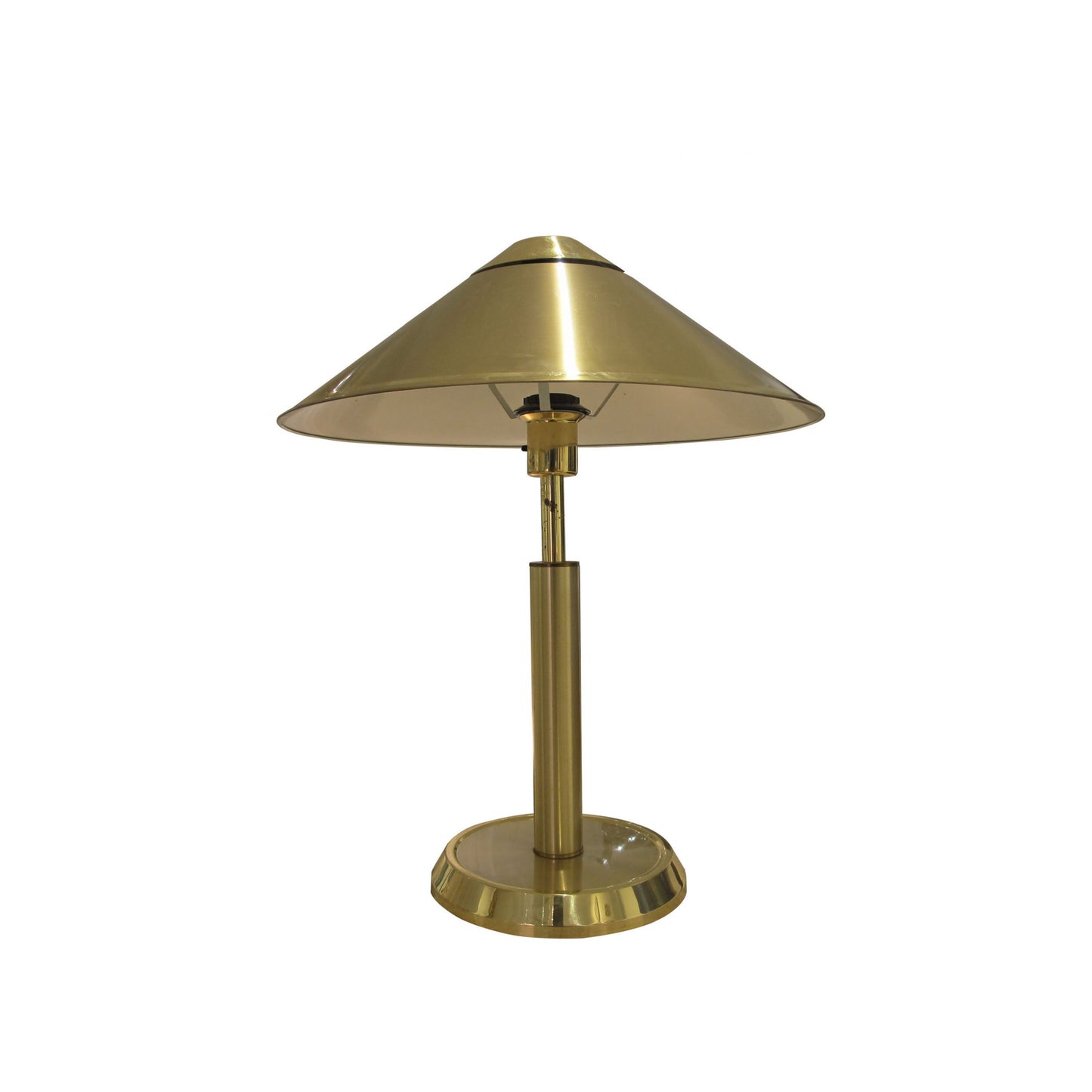 1970s Swedish Large Pair Of Brass Table Lamps With Cone Shaped Shades