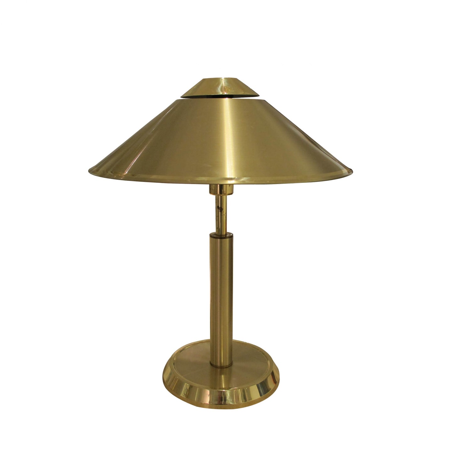 1970s Swedish Large Pair Of Brass Table Lamps With Cone Shaped Shades