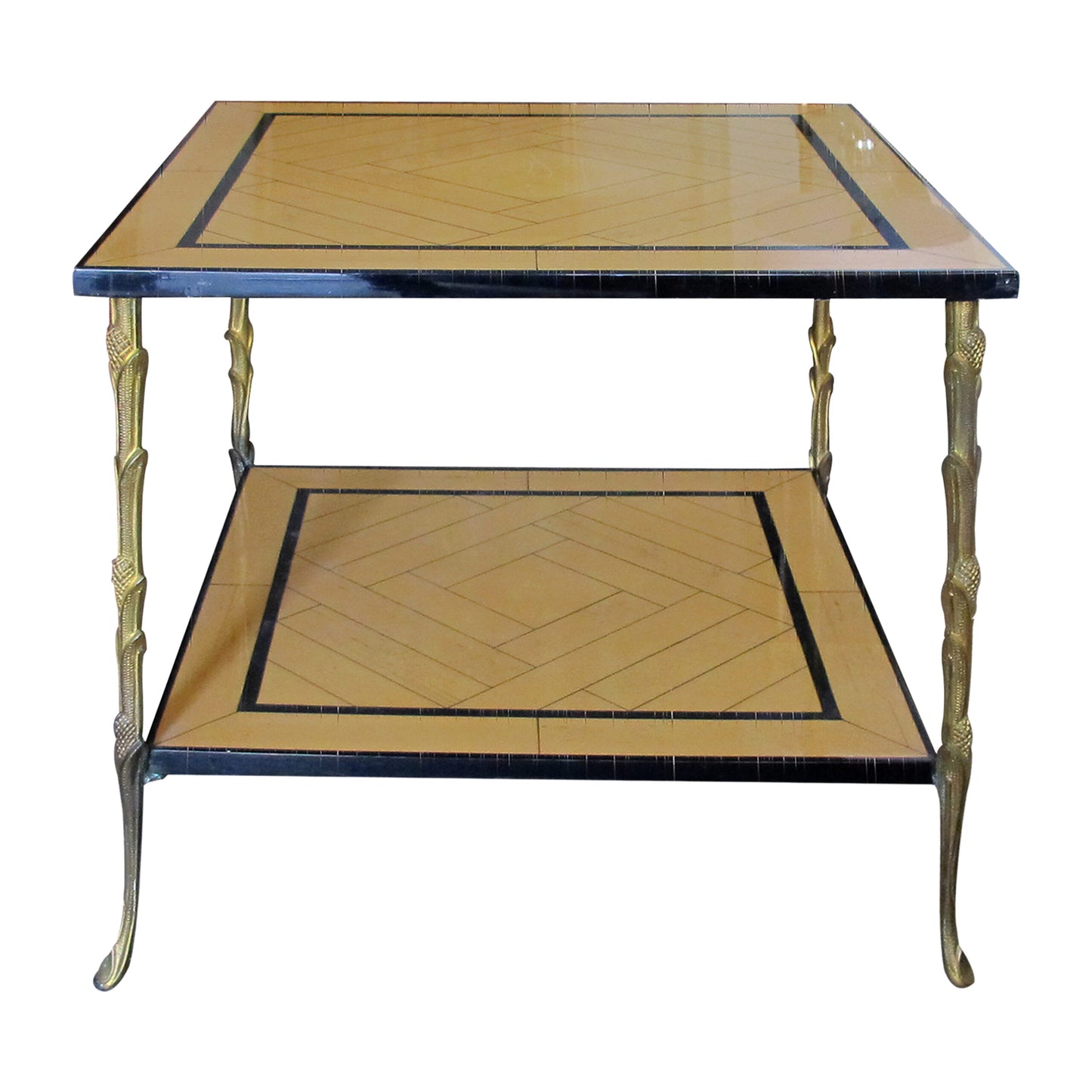 1970s Pair of Side Tables by Maison Delisle with Bronze legs, French