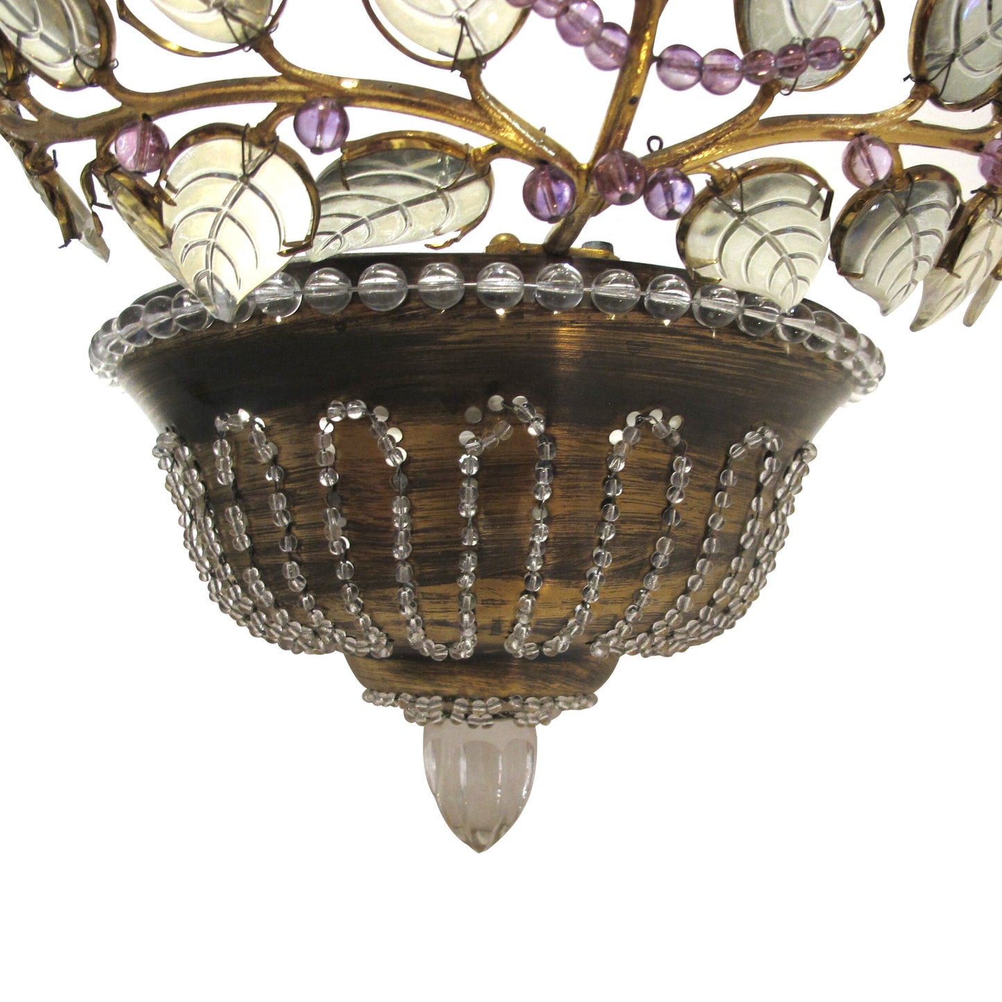 1970s Pair of Brass and Glass Floral Wall lights by Maison Bagues, French