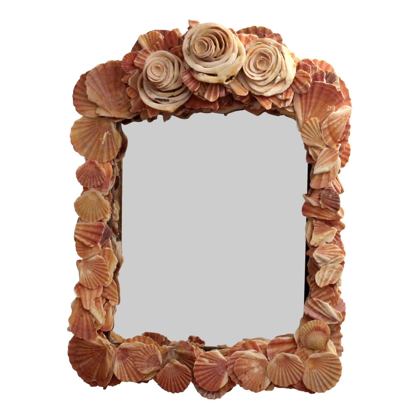 Mid-Century Scallop Shell Mirror on Antique Frame – Coastal Elegance, French