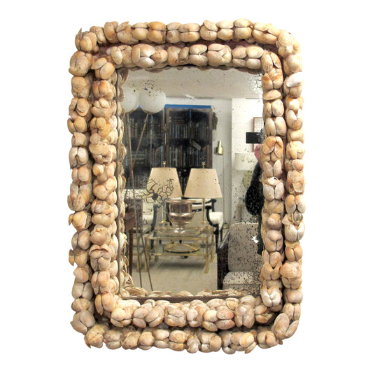 Mid-Century French Handcrafted Clam Seashell Mirror