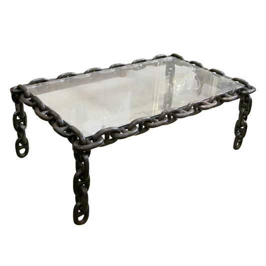 1970s Large Rectangular Nautical Chain Link Coffee Table, Belgian