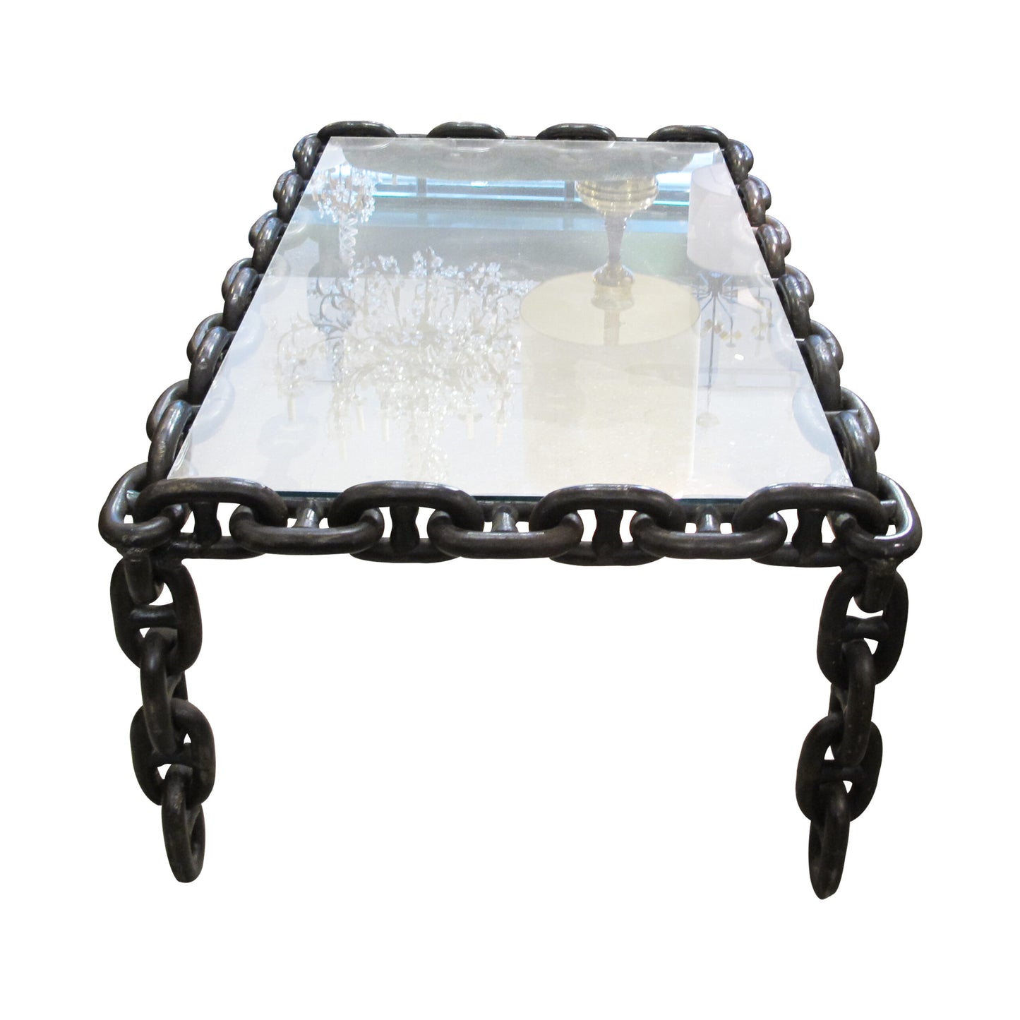 1970s Large Rectangular Nautical Chain Link Coffee Table, Belgian