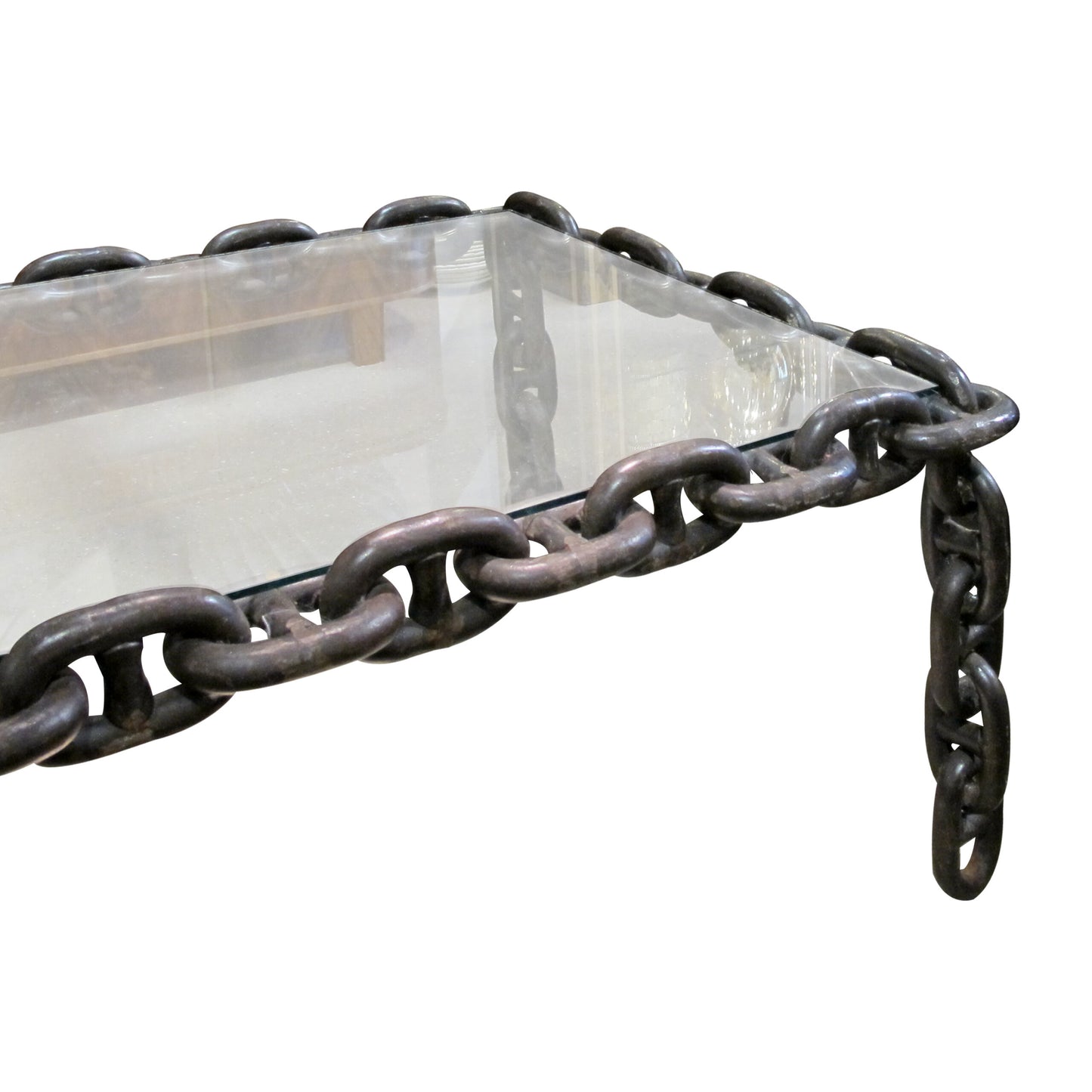 1970s Large Rectangular Nautical Chain Link Coffee Table, Belgian