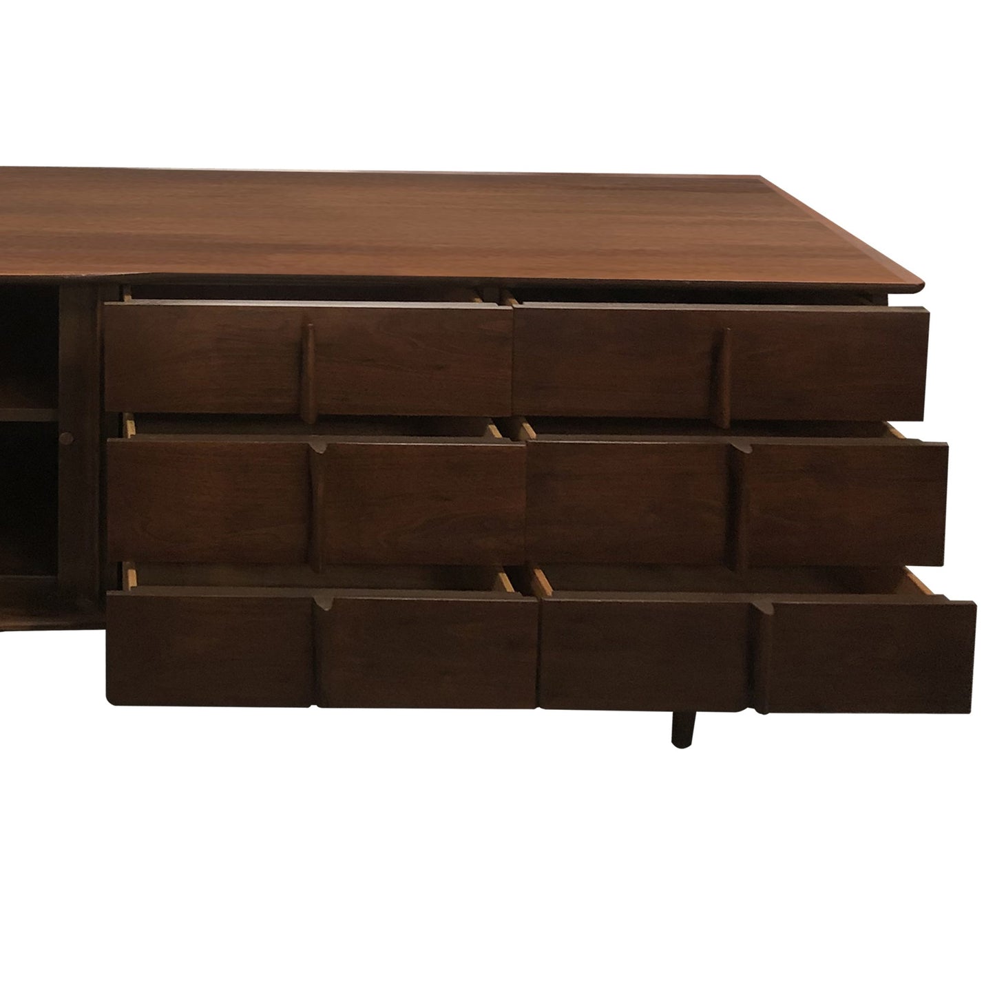 A Brutalist walnut sculptural credenza, mid century modern, American