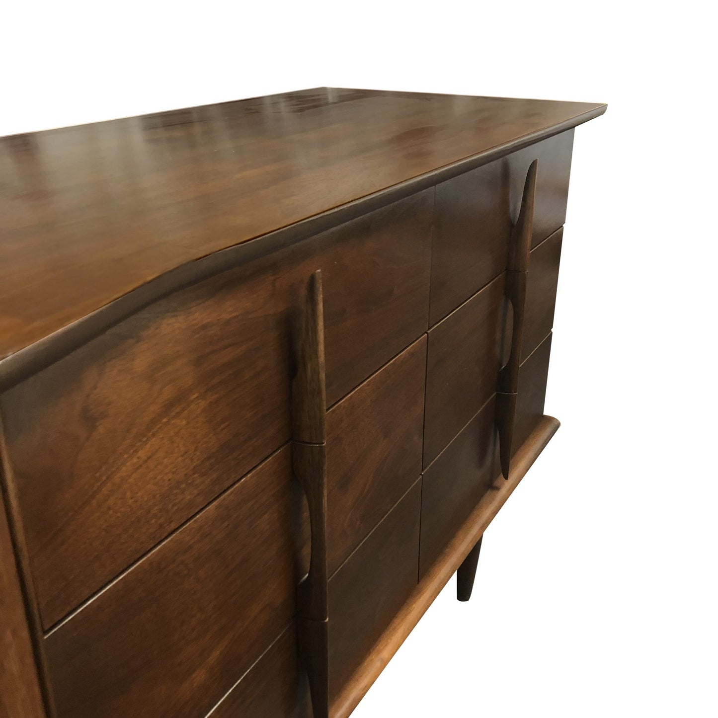 A Brutalist walnut sculptural credenza, mid century modern, American