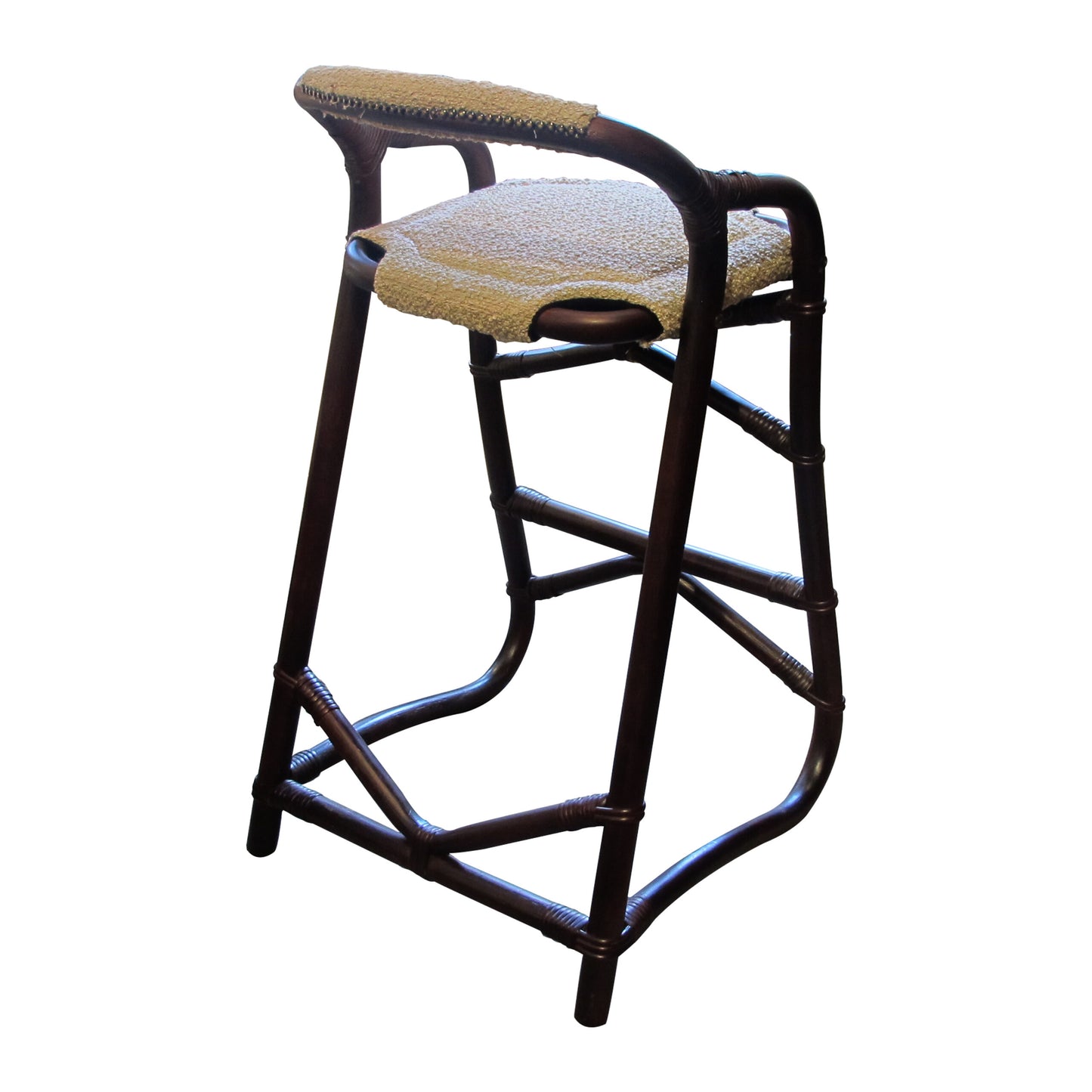 French 1970s Set of Three French Riviera Bamboo Bar Stools