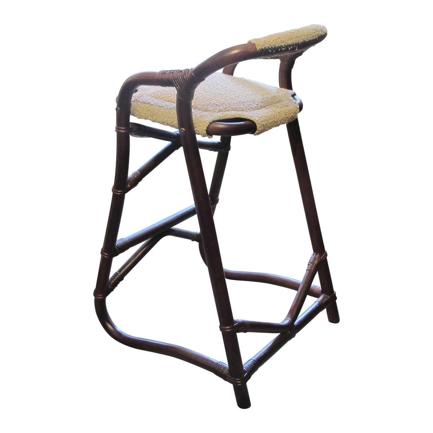 French 1970s Set of Three French Riviera Bamboo Bar Stools